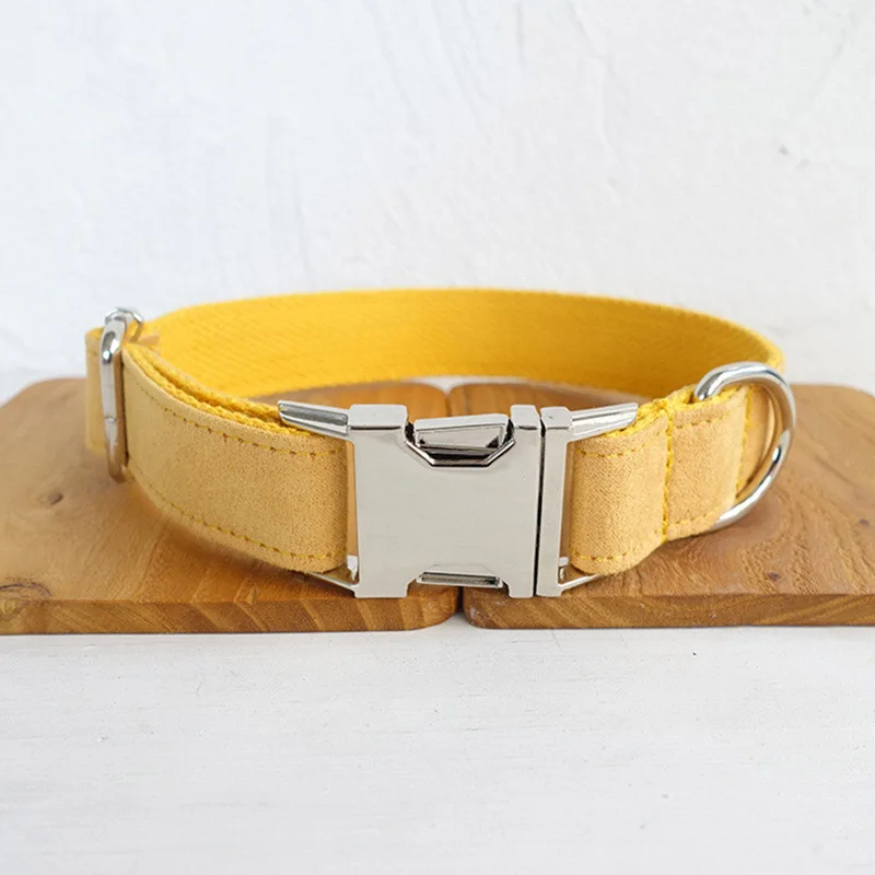 Personalized Dog Collar Customized Pet Collars Free Engraving ID Nameplate Tag Pet Accessory Multi Velvet Puppy Collar Leash