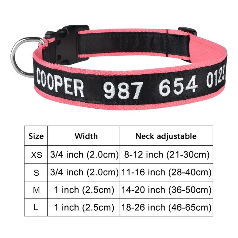 Adjustable Nylon Products Dog Collars Custom Free Embroidered Name Dogs Collar Personalized Puppy Medium Large Unisex Dog Collar