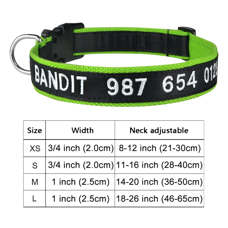 Adjustable Nylon Products Dog Collars Custom Free Embroidered Name Dogs Collar Personalized Puppy Medium Large Unisex Dog Collar