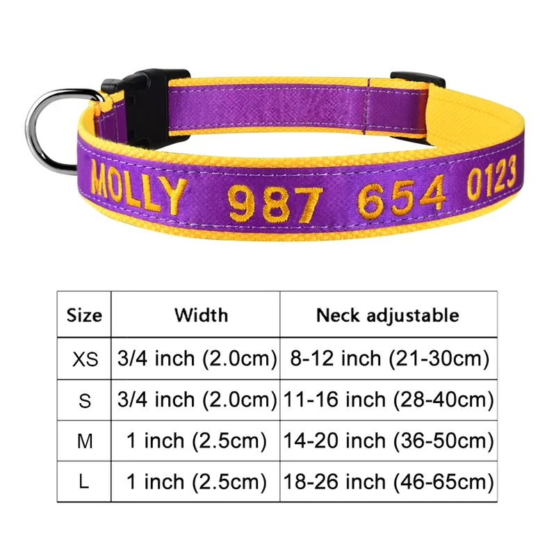 Adjustable Nylon Products Dog Collars Custom Free Embroidered Name Dogs Collar Personalized Puppy Medium Large Unisex Dog Collar