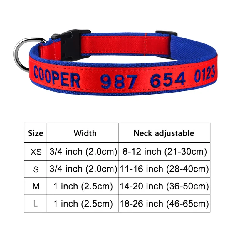 Adjustable Nylon Products Dog Collars Custom Free Embroidered Name Dogs Collar Personalized Puppy Medium Large Unisex Dog Collar