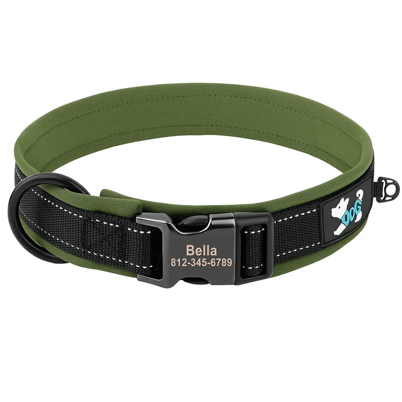 Adjustable Dog Collar Personalized Dogs Padded Collars Reflective Free Engraved ID Tag Pitbull Pug Collars For Small Large Dogs