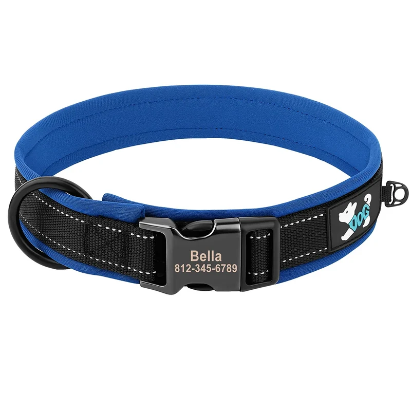 Adjustable Dog Collar Personalized Dogs Padded Collars Reflective Free Engraved ID Tag Pitbull Pug Collars For Small Large Dogs