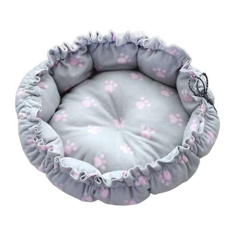 Round Dog Cat Bed Dount Basket Warm Plush Cats Cushion Pet Bag Mat Winter House Soft Nest Puppy Sleeping Sofa for Small Dogs Cat