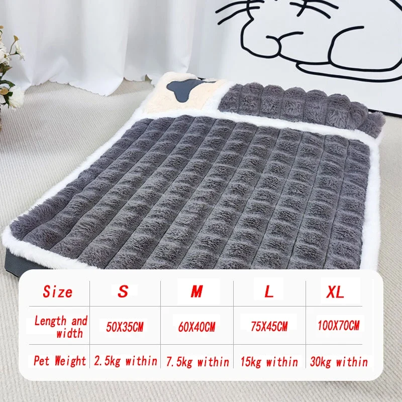 Dog Pet Bed Removable Washable Winter Dog Mat Protect Cervical Spine Thickened Dog House Indoor For Small Medium Large Dogs Bed