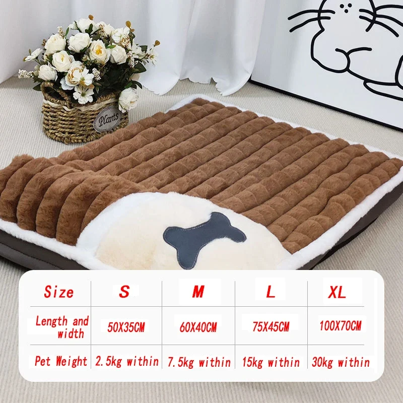Dog Pet Bed Removable Washable Winter Dog Mat Protect Cervical Spine Thickened Dog House Indoor For Small Medium Large Dogs Bed