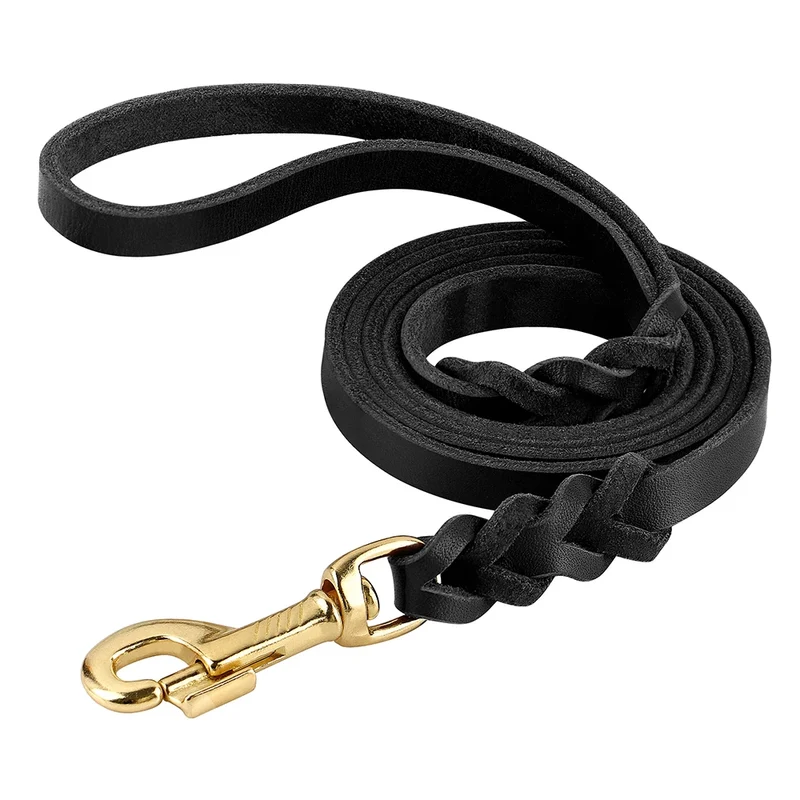 Genuine Leather Dog Collar Leash Set Braided Durable Leather Dog Collars For Medium Large Dogs German Shepherd Pet Accessories