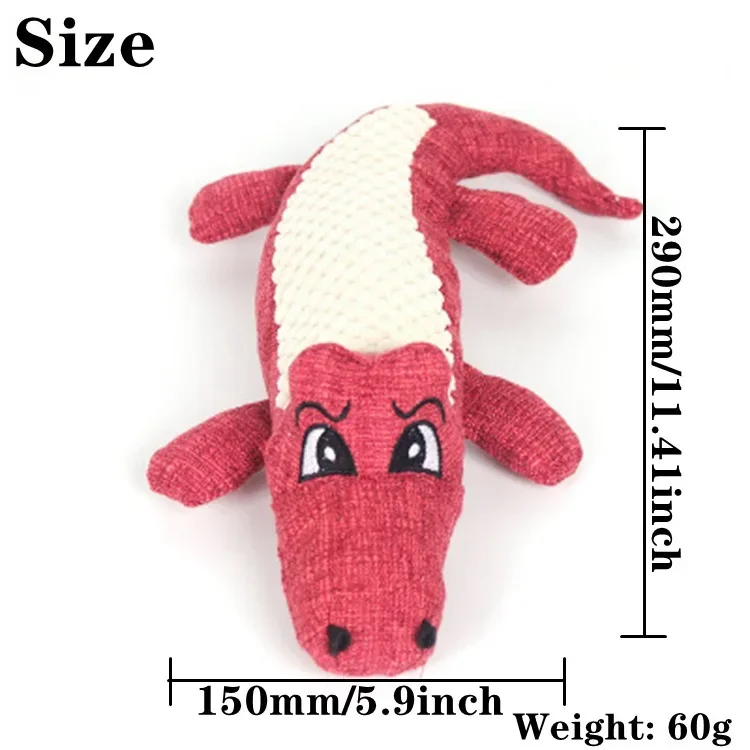 Pet Chew Toys Interactive Cartoon Animal Plush Alligator Shape Dog Sound Toy Gnawing Grinding Teeth Training Supplies