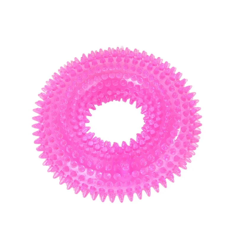 Pet Dog Toys Puppy Sounding Toy Molar Squeaky Tooth Cleaning Ring TPR Training Pet Teeth Chewing Toy Thorn Dog Accessories
