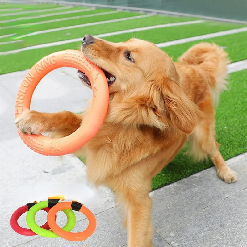 Dog Toys Pet Flying Disk Training Ring Puller Anti-Bite Floating Interactive Supplies Dog Toys Aggressive Chewing