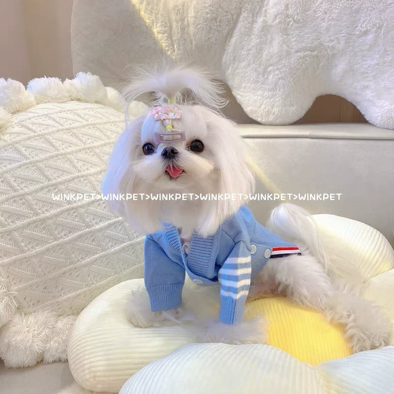 Dog Autumn and Winter Clothes Pet Sweater Cardigan Maltese Bichon Teddy/Pomeranian Small Size Dogs Cat Autumn and Winter Clothing