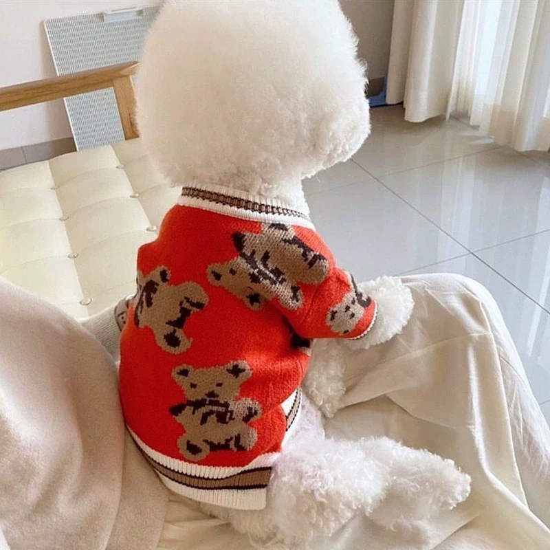 Cool Cardigan Sweater Puppy Clothes Spring and Autumn Pet Teddy Small Size Dogs Bichon Cat Cute Internet Celebrity