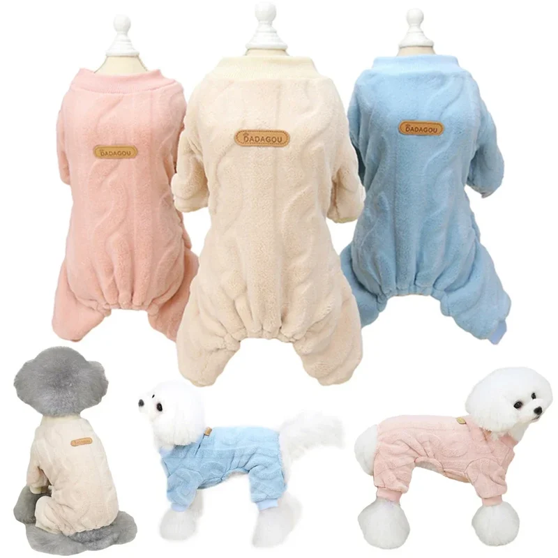 Winter Warm Fleece Dog Jumpsuit for Small Medium Puppy Cat Pajamas Coat Chihuahua Clothes French Bulldog Costume Yorkie Outfits