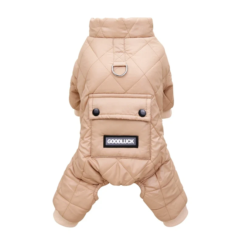 Four Legs Warm Pet Clothing Black Brown Colors Four-Leg Thickening Cotton-Padded Clothes for Dogs Waterproof Winter Dog Jumpsuit