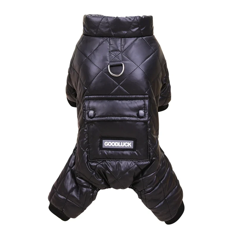 Four Legs Warm Pet Clothing Black Brown Colors Four-Leg Thickening Cotton-Padded Clothes for Dogs Waterproof Winter Dog Jumpsuit