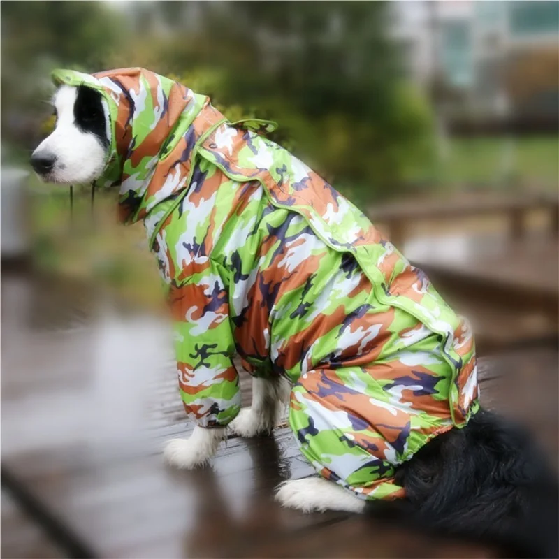 Dog Raincoat Waterproof Dog Suits Dot Rain Cape For Medium Big Dogs Hooded Jacket Poncho Pet Rain Coat Chubasquero Para Perrors