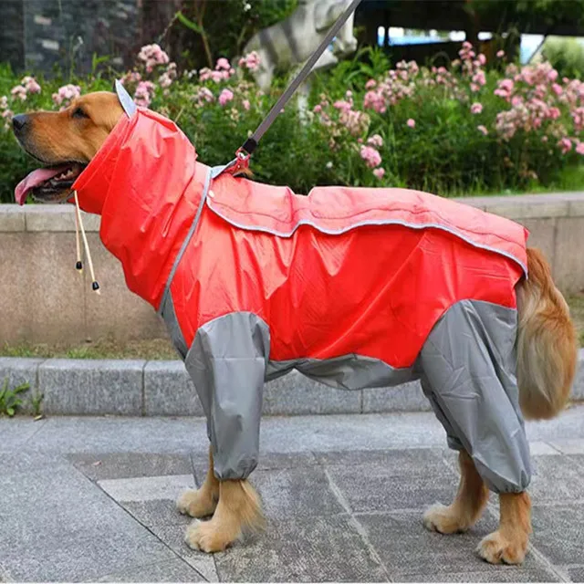 Dog Raincoat Waterproof Dog Suits Dot Rain Cape For Medium Big Dogs Hooded Jacket Poncho Pet Rain Coat Chubasquero Para Perrors
