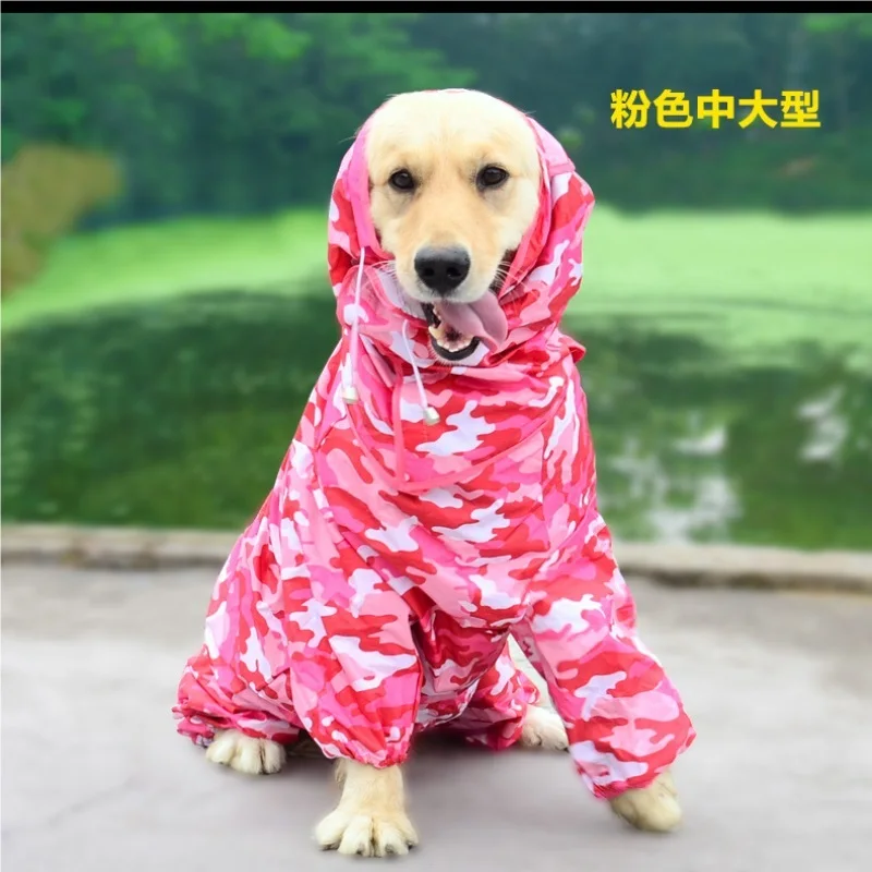 Dog Raincoat Waterproof Dog Suits Dot Rain Cape For Medium Big Dogs Hooded Jacket Poncho Pet Rain Coat Chubasquero Para Perrors