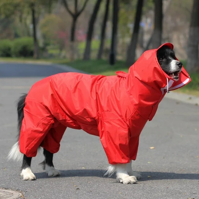 Dog Raincoat Waterproof Dog Suits Dot Rain Cape For Medium Big Dogs Hooded Jacket Poncho Pet Rain Coat Chubasquero Para Perrors