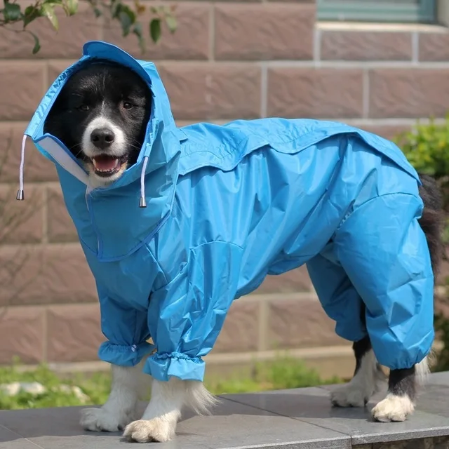 Dog Raincoat Waterproof Dog Suits Dot Rain Cape For Medium Big Dogs Hooded Jacket Poncho Pet Rain Coat Chubasquero Para Perrors