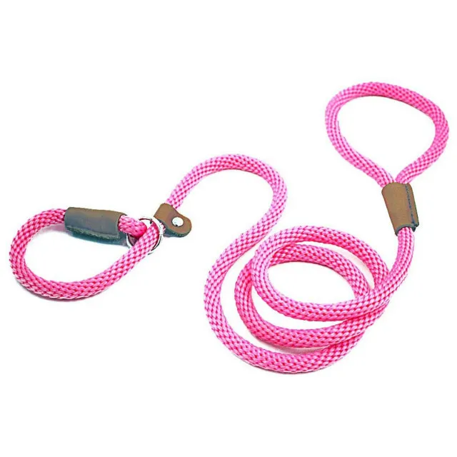 Dog Collar Dog Leash Slip Rope Lead Leash Heavy Duty Braided Rope Adjustable Loop Collar Training Leashes for Medium Large Dogs