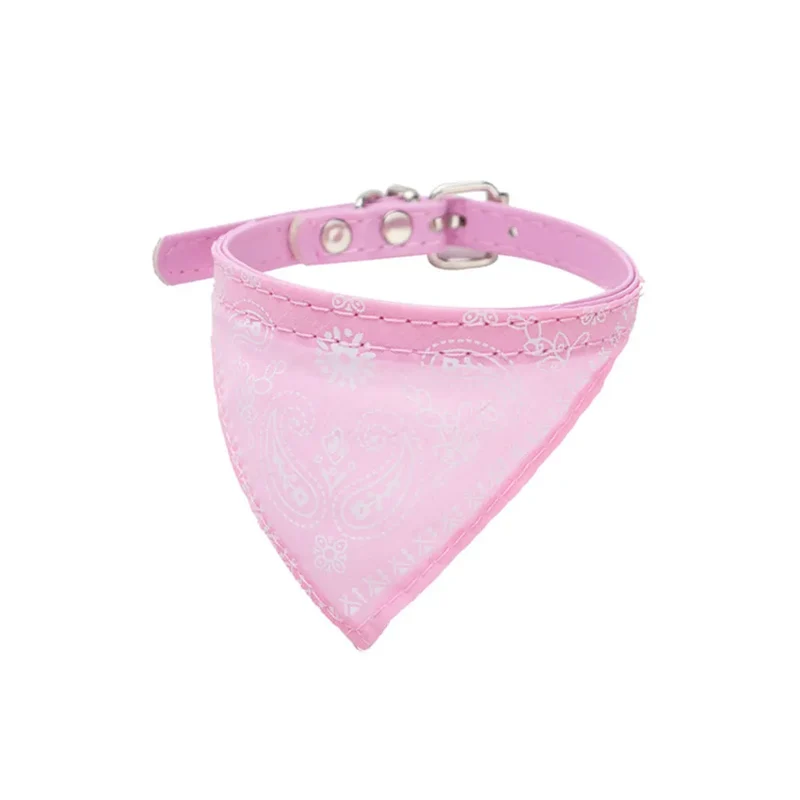 Adjustable Pet Puppy Cat Scarf Bandana Collar Neck Scarf For Small Dogs Kitten Saliva Towel PU Collar with Triangular Bandage