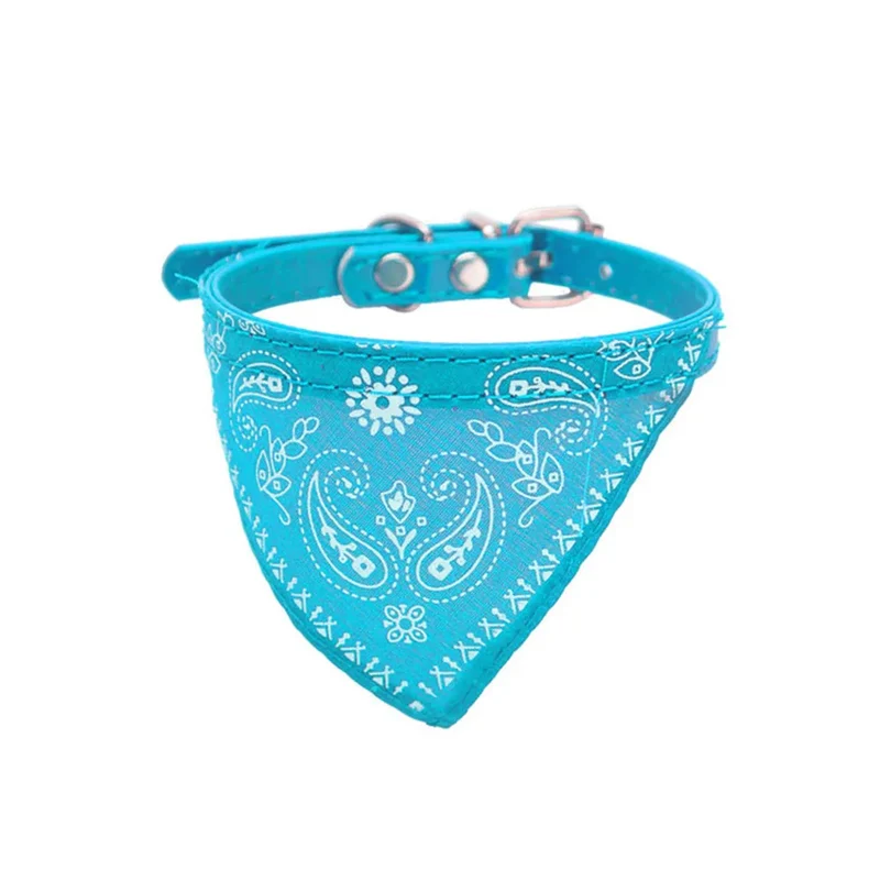 Adjustable Pet Puppy Cat Scarf Bandana Collar Neck Scarf For Small Dogs Kitten Saliva Towel PU Collar with Triangular Bandage