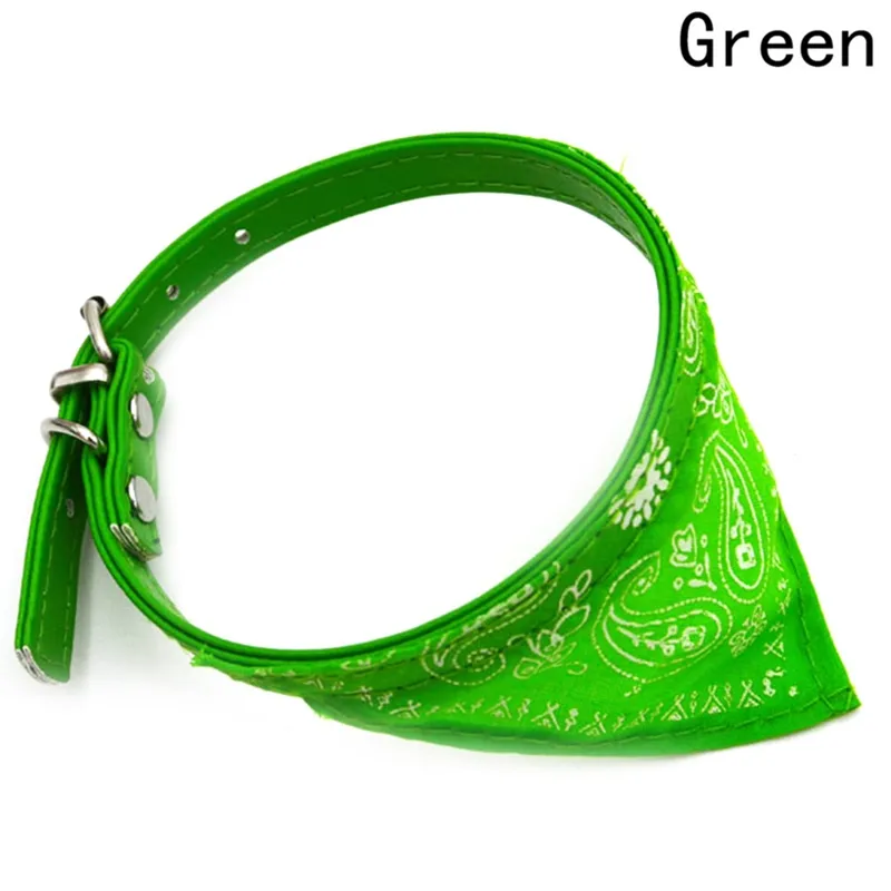 Adjustable cat and dog bandana collar PU pet neck scarf with printed triangle scarf