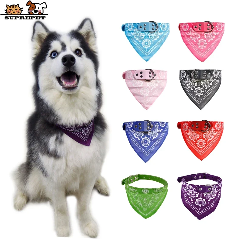 Cute Adjustable Small Dog Collars Puppy Pet Slobber Towel Outdoor Cat Collar Print Scarf Design Dog Collar Neckerchief