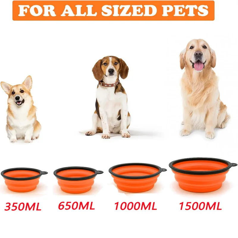 Pet Folding Silicone Bowl Large Outdoor Pet Travel Bowl Collapsible Dog Food Bowl Water Portable Puppy Food Container Feeder