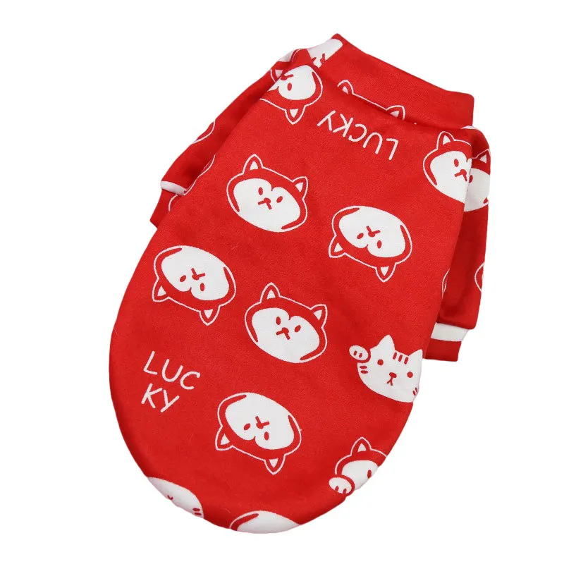 Cartoon Dog Vest Winter Warm Pet Clothes for Small Dogs Chihuahua French Bulldog Pug Sweatshirt Puppy Cats Coat Yorkie Clothing