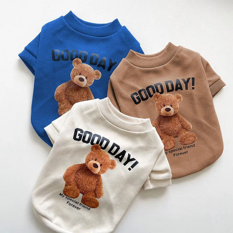 Dog Clothes Dog Costume Pet Clothes Cartoon Bear Pet Shirt Puppy Clothes Pet Vest Pet Clothes Dog Sport Shirt XS-XXL