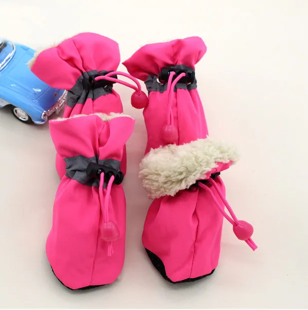 4pcs Antiskid Puppy Shoes Waterproof Winter Pet Dog Anti-slip Rain Snow Boots Footwear Thick Warm for Prewalkers Socks Booties