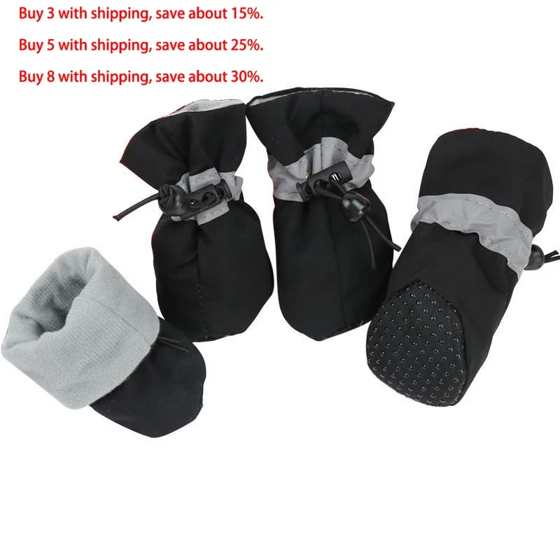 New 4pcs Waterproof Pet Dog Shoes Anti-slip Rain Snow Boot Footwear Thick Warm for Small Cats Dogs Puppy Dog Socks Booties