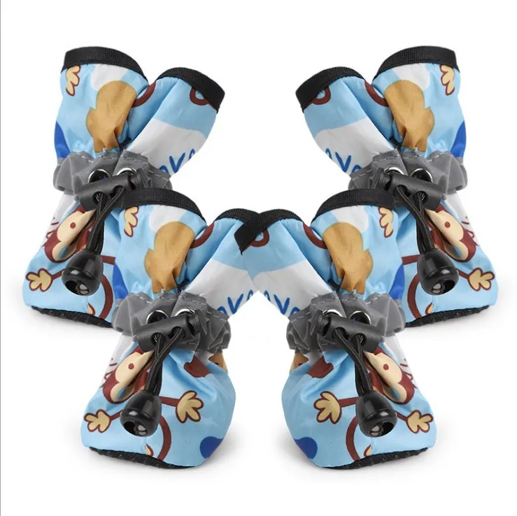 4pcs/set Waterproof Pet Dog Shoes Chihuahua Anti-slip Rain Boots Footwear For Small Cats Dogs Puppy Dog Pet Booties