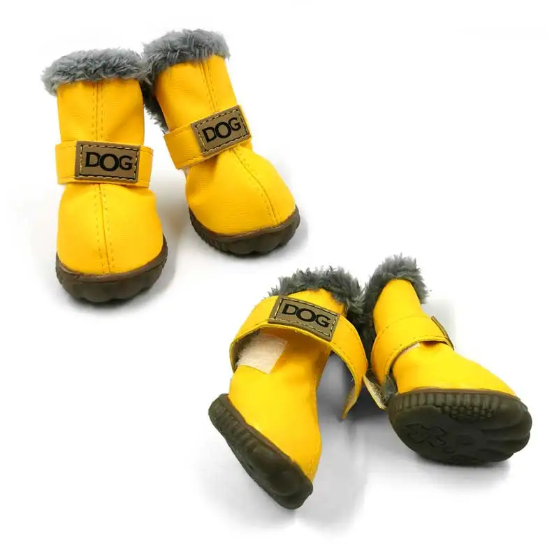 4 Pcs/sets Winter Pet Dog Shoes For Small Dogs Warm Leather Puppy Dog Snow Boots Waterproof Chihuahua Pug Cat Shoes Pet Products