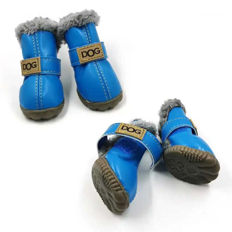 4 Pcs/sets Winter Pet Dog Shoes For Small Dogs Warm Leather Puppy Dog Snow Boots Waterproof Chihuahua Pug Cat Shoes Pet Products