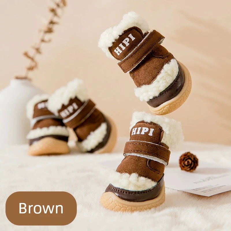Dog Shoes Winter Small Size Dogs Corgi Pomeranian Teddy Can't Drop out Non-Slip Warm Cat Shoes Pet Supplies