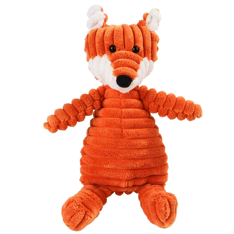 Dog Corduroy Toys Animal Shape Plush Squeaky Chew Bite Resistant Toy Pets Accessories Supplies for Small Large Dogs