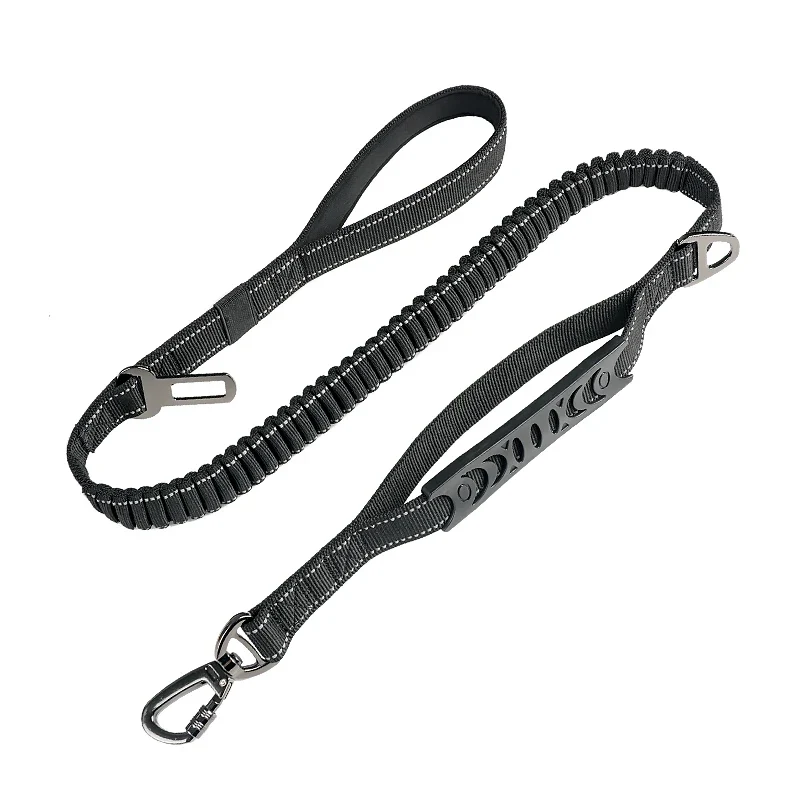 Nylon reflective multi-functional retractable dog leash with car safety buckle