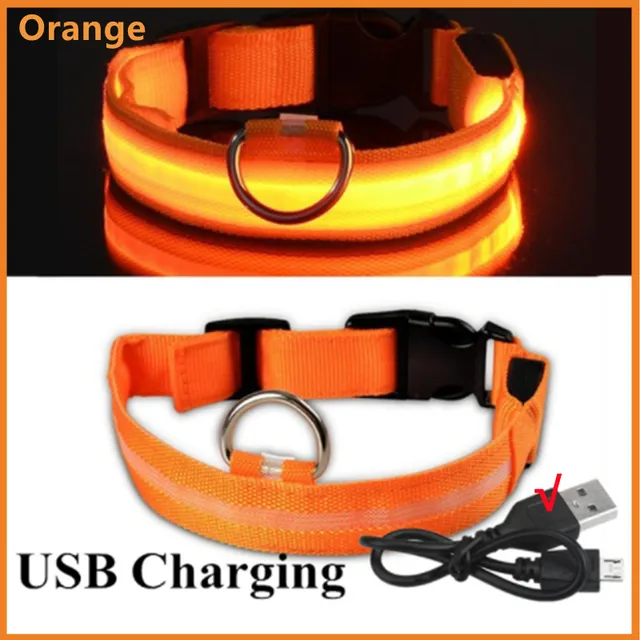 Led Dog Collar Light Anti-lost Collar For Dogs Puppies Night Luminous Supplies Pet Products Accessories USB Charging/Battery