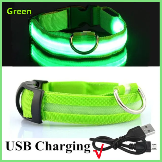 Led Dog Collar Light Anti-lost Collar For Dogs Puppies Night Luminous Supplies Pet Products Accessories USB Charging/Battery