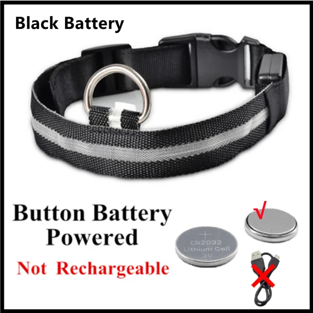 Led Dog Collar Light Anti-lost Collar For Dogs Puppies Night Luminous Supplies Pet Products Accessories USB Charging/Battery
