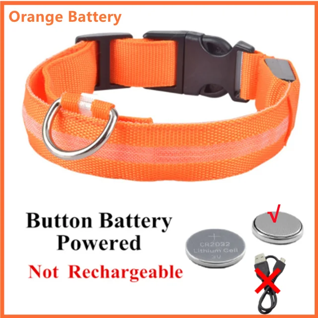 Led Dog Collar Light Anti-lost Collar For Dogs Puppies Night Luminous Supplies Pet Products Accessories USB Charging/Battery