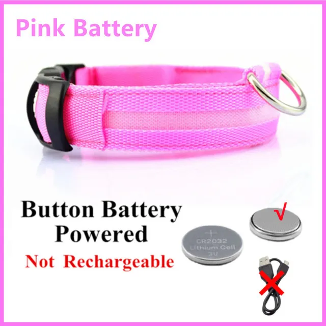 Led Dog Collar Light Anti-lost Collar For Dogs Puppies Night Luminous Supplies Pet Products Accessories USB Charging/Battery