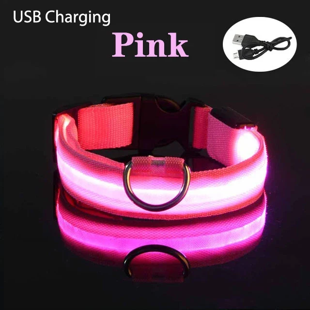 XS/M LED Dog Collar USB Rechargeable Light Up Dog Collar Lights Adjustable Soft Safety Night Light Flashing 3 modes Pet Supplies