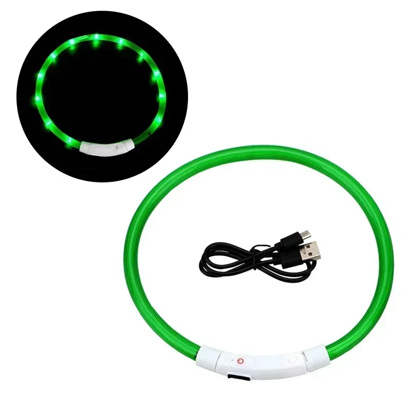 LED Pet Dog Collar Detachable Glowing Necklace Light Flashing USB Loss Prevention Anti-Lost Dogs Night Safety Luminous Products