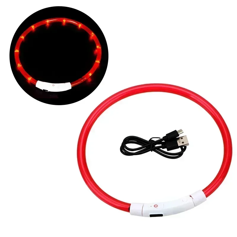 LED Pet Dog Collar Detachable Glowing Necklace Light Flashing USB Loss Prevention Anti-Lost Dogs Night Safety Luminous Products