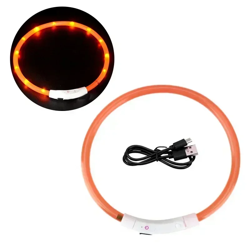 LED Pet Dog Collar Detachable Glowing Necklace Light Flashing USB Loss Prevention Anti-Lost Dogs Night Safety Luminous Products