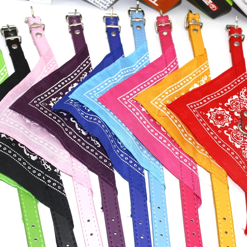 Classic Pet Cat Collar PU Leather Small Dog Scarf Adjustable Puppy Cats Neckerchief trigon Pet Collars Accessories cat necklace